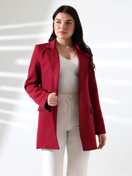 Dabıl Kumaş Koyu Kırmızı Kadın Ceket
